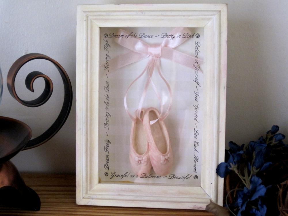 Vintage, Shadow Box, Picture, Picture Frame, Shabby Chic, Dance, Pink, Shoes