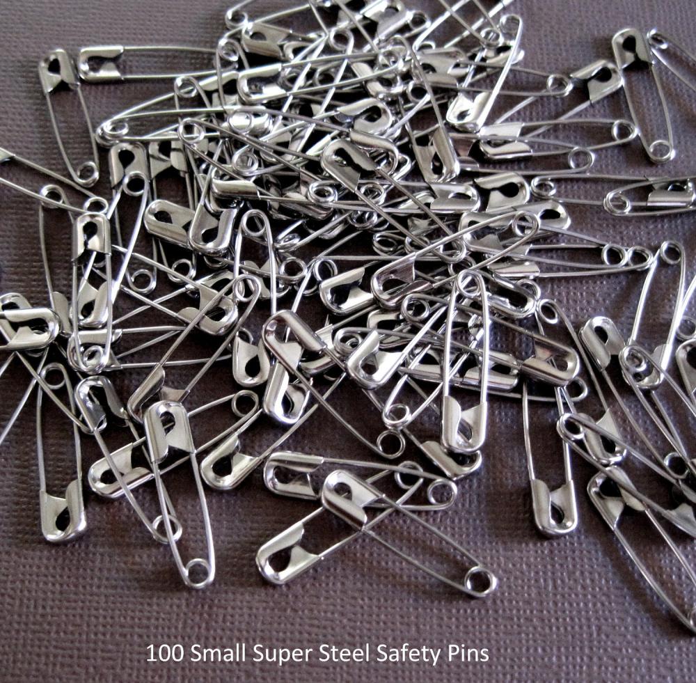 100 Safety Pins, Chip Clips, Paper Clips, Supplies, Jewelry Supplies, Scrapbook Supplies, Pins